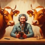 Cows hosting a podcast